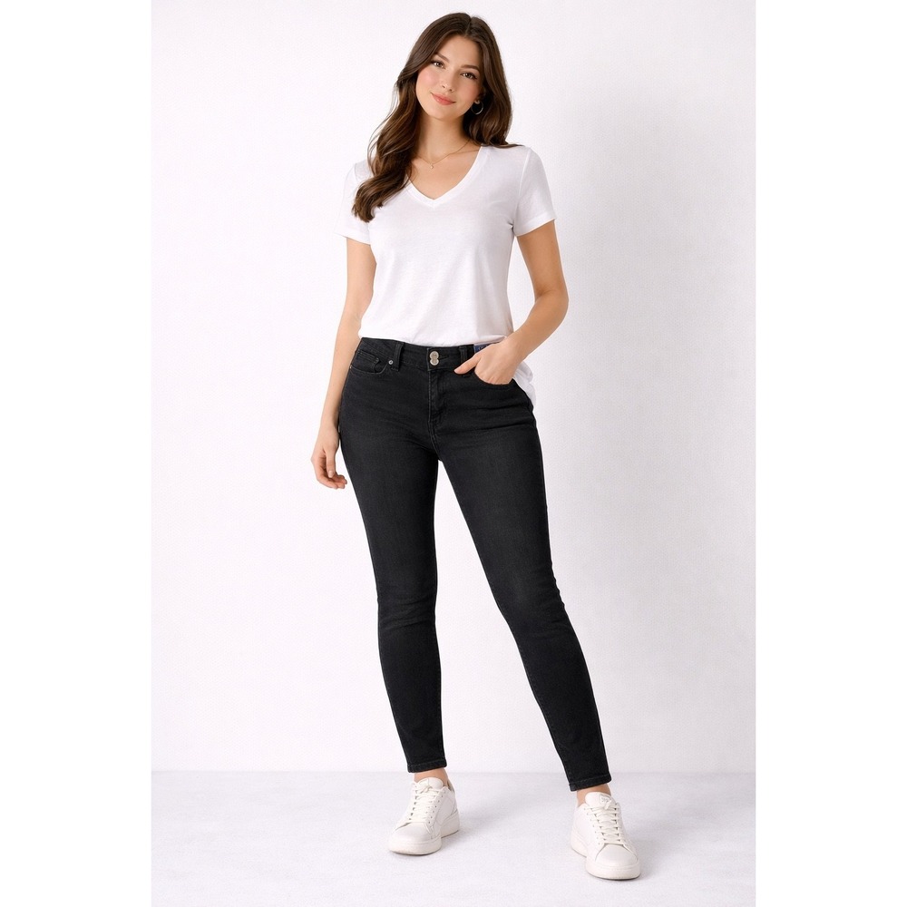 Levis 529 Curvy Skinny Leg Jeans Womens 25 Black Denim Mid Rise Double Button